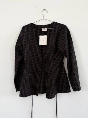 Dissh Black Plaid Button-Front Top | NWT